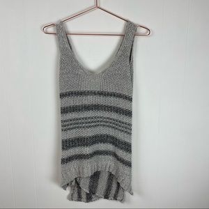 M. Rena Gray Striped Sleeveless Sweater Tank Top